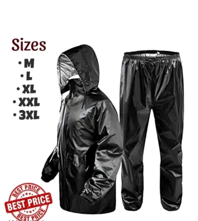 Polyester Solid Rainsuit for Men (Black, M)